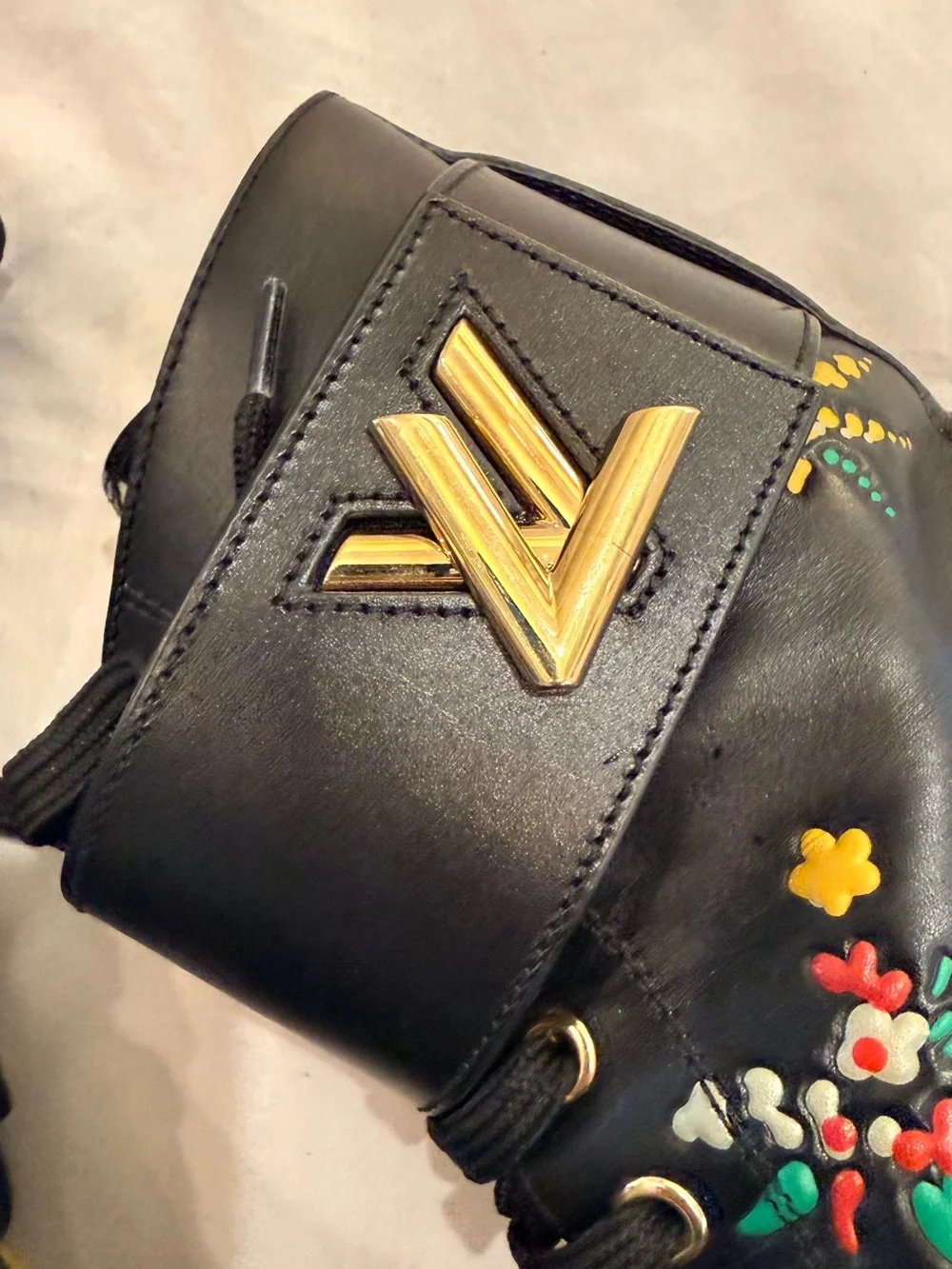 Louis Vuitton Black Leather Lace-Up Boots